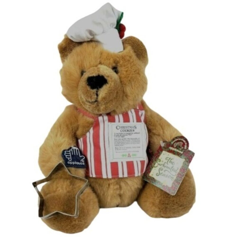 Vintage Applause Fabulous Baker Bear Spice 11 in Plush Christmas Cookie Cutter